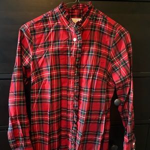 J. Crew ruffle collar tartan blouse
